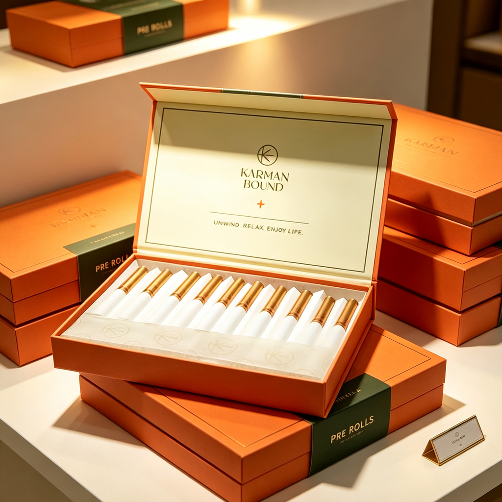 Cost-Effective Premium Packaging for U.S. Pre-Roll Brands &ndash; Customizable Specialty Paper Boxes with Gold Foil Stamping